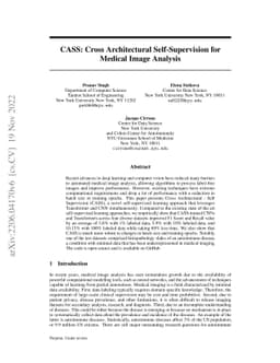 CASS: Cross Architectural Self-Supervision for Medical Image Analysis