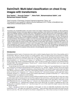 SwinCheX: Multi-label classification on chest X-ray images with
  transformers