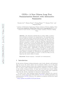 CLTS+: A New Chinese Long Text Summarization Dataset with Abstractive
  Summaries