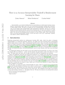 There is no Accuracy-Interpretability Tradeoff in Reinforcement Learning
  for Mazes