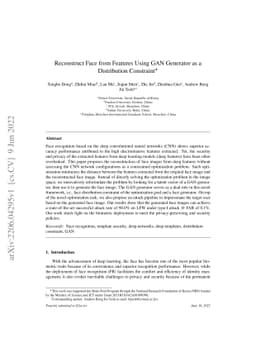 Reconstruct Face from Features Using GAN Generator as a Distribution
  Constraint