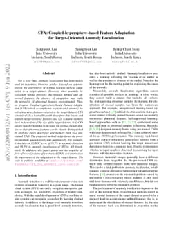 CFA: Coupled-hypersphere-based Feature Adaptation for Target-Oriented
  Anomaly Localization