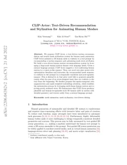CLIP-Actor: Text-Driven Recommendation and Stylization for Animating
  Human Meshes
