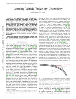 Learning Vehicle Trajectory Uncertainty
