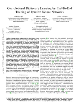 Convolutional Dictionary Learning by End-To-End Training of Iterative
  Neural Networks