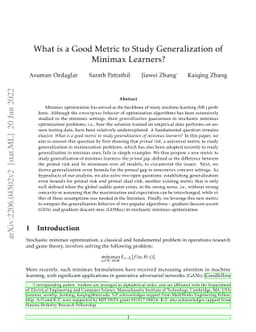 What is a Good Metric to Study Generalization of Minimax Learners?