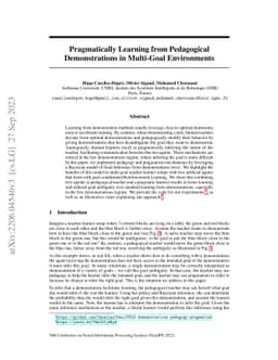 Pragmatically Learning from Pedagogical Demonstrations in Multi-Goal
  Environments