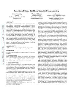Functional Code Building Genetic Programming