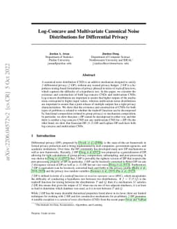 Log-Concave and Multivariate Canonical Noise Distributions for
  Differential Privacy