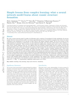 Simple lessons from complex learning: what a neural network model learns
  about cosmic structure formation