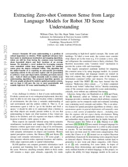 Extracting Zero-shot Common Sense from Large Language Models for Robot
  3D Scene Understanding