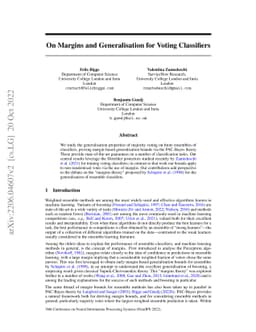 On Margins and Generalisation for Voting Classifiers