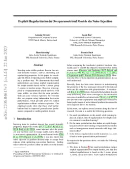 Explicit Regularization in Overparametrized Models via Noise Injection