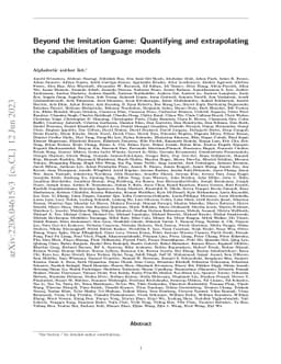 Beyond the Imitation Game: Quantifying and extrapolating the
  capabilities of language models