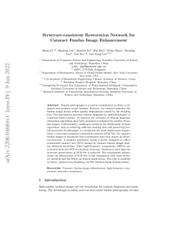 Structure-consistent Restoration Network for Cataract Fundus Image
  Enhancement