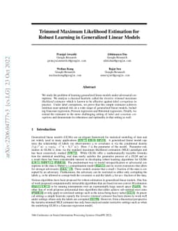 Trimmed Maximum Likelihood Estimation for Robust Learning in Generalized
  Linear Models
