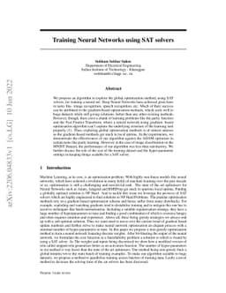 Training Neural Networks using SAT solvers