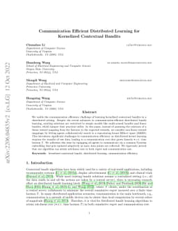 Communication Efficient Distributed Learning for Kernelized Contextual
  Bandits