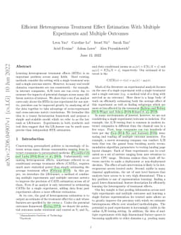 Efficient Heterogeneous Treatment Effect Estimation With Multiple
  Experiments and Multiple Outcomes