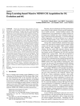 Deep Learning-based Massive MIMO CSI Acquisition for 5G Evolution and 6G