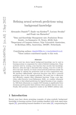 Refining neural network predictions using background knowledge