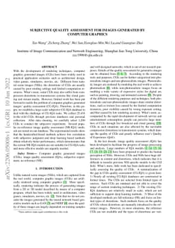 Subjective Quality Assessment for Images Generated by Computer Graphics