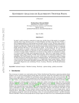 Sentiment analysis on electricity twitter posts