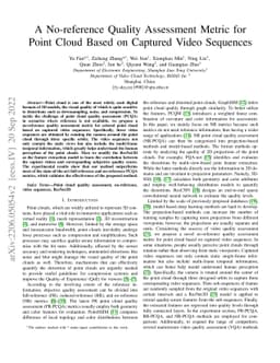 A No-reference Quality Assessment Metric for Point Cloud Based on
  Captured Video Sequences