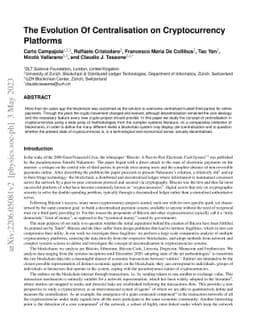 The Evolution Of Centralisation on Cryptocurrency Platforms