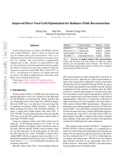 Improved Direct Voxel Grid Optimization for Radiance Fields
  Reconstruction