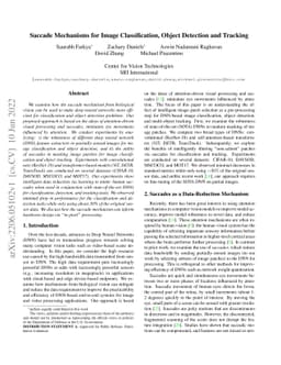 Saccade Mechanisms for Image Classification, Object Detection and
  Tracking