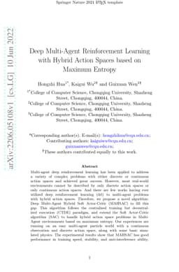 Deep Multi-Agent Reinforcement Learning with Hybrid Action Spaces based
  on Maximum Entropy
