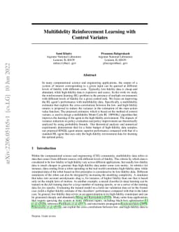 Multifidelity Reinforcement Learning with Control Variates
