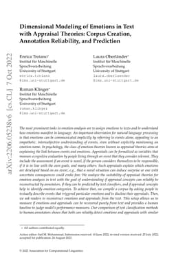 Dimensional Modeling of Emotions in Text with Appraisal Theories: Corpus
  Creation, Annotation Reliability, and Prediction