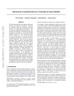 Interactively Learning Preference Constraints in Linear Bandits
