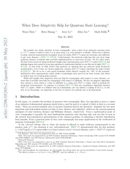 When Does Adaptivity Help for Quantum State Learning?