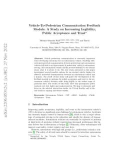 Vehicle-To-Pedestrian Communication Feedback Module: A Study on
  Increasing Legibility, Public Acceptance and Trust