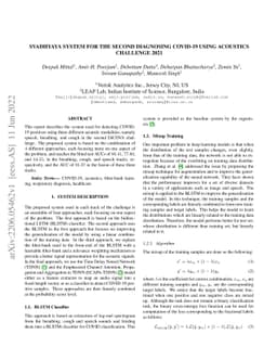 Svadhyaya system for the Second Diagnosing COVID-19 using Acoustics
  Challenge 2021