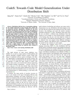 CodeS: Towards Code Model Generalization Under Distribution Shift
