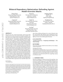 Bilateral Dependency Optimization: Defending Against Model-inversion
  Attacks