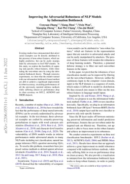 Improving the Adversarial Robustness of NLP Models by Information
  Bottleneck