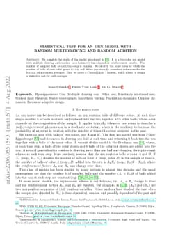 Statistical test for an urn model with random multidrawing and random
  addition