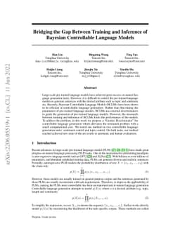 Bridging the Gap Between Training and Inference of Bayesian Controllable
  Language Models