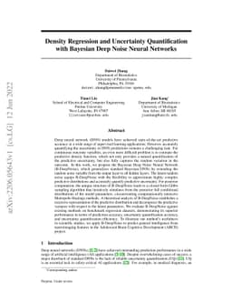 Density Regression and Uncertainty Quantification with Bayesian Deep
  Noise Neural Networks