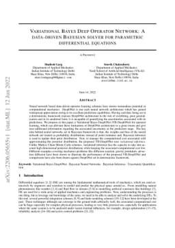 Variational Bayes Deep Operator Network: A data-driven Bayesian solver
  for parametric differential equations