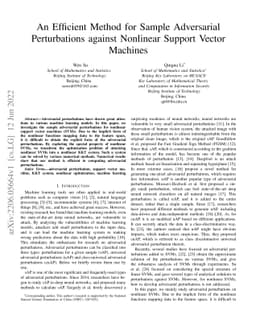 An Efficient Method for Sample Adversarial Perturbations against
  Nonlinear Support Vector Machines