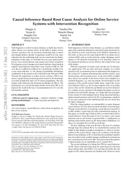 Causal Inference-Based Root Cause Analysis for Online Service Systems
  with Intervention Recognition