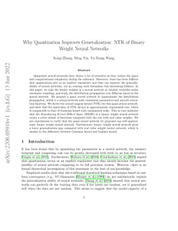 Why Quantization Improves Generalization: NTK of Binary Weight Neural
  Networks