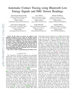 Automatic Contact Tracing using Bluetooth Low Energy Signals and IMU
  Sensor Readings