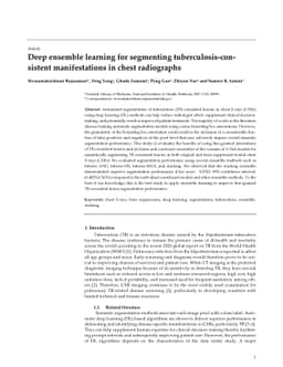 Deep ensemble learning for segmenting tuberculosis-consistent
  manifestations in chest radiographs